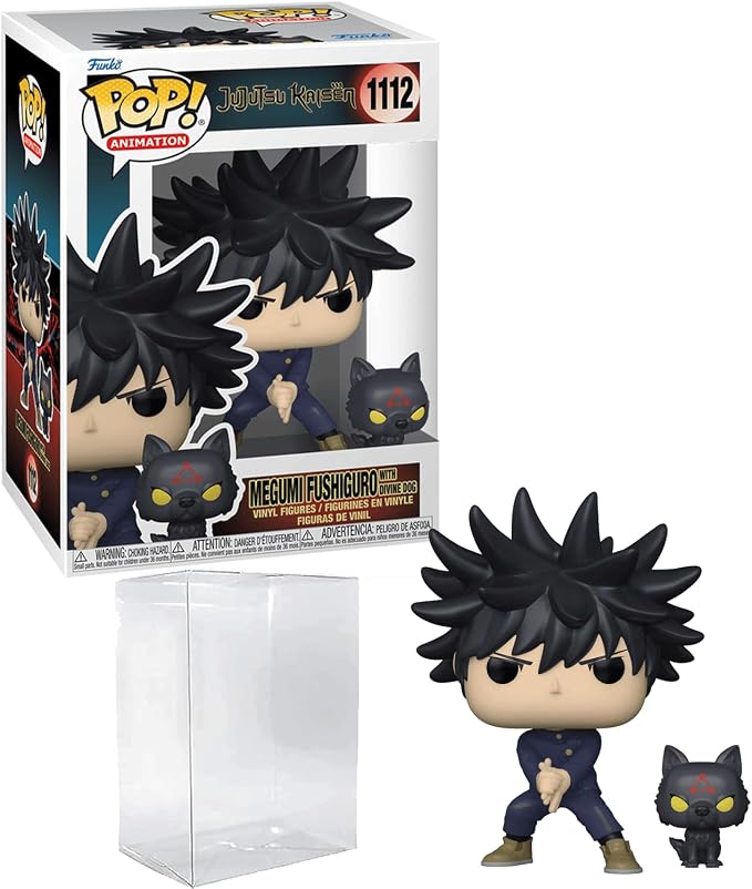 Megumi Fushiguro with Divine Dog #1112 Jujutsu Kaisen Funko POP! Animation Figurine Bundle with HOFSM Protector Case