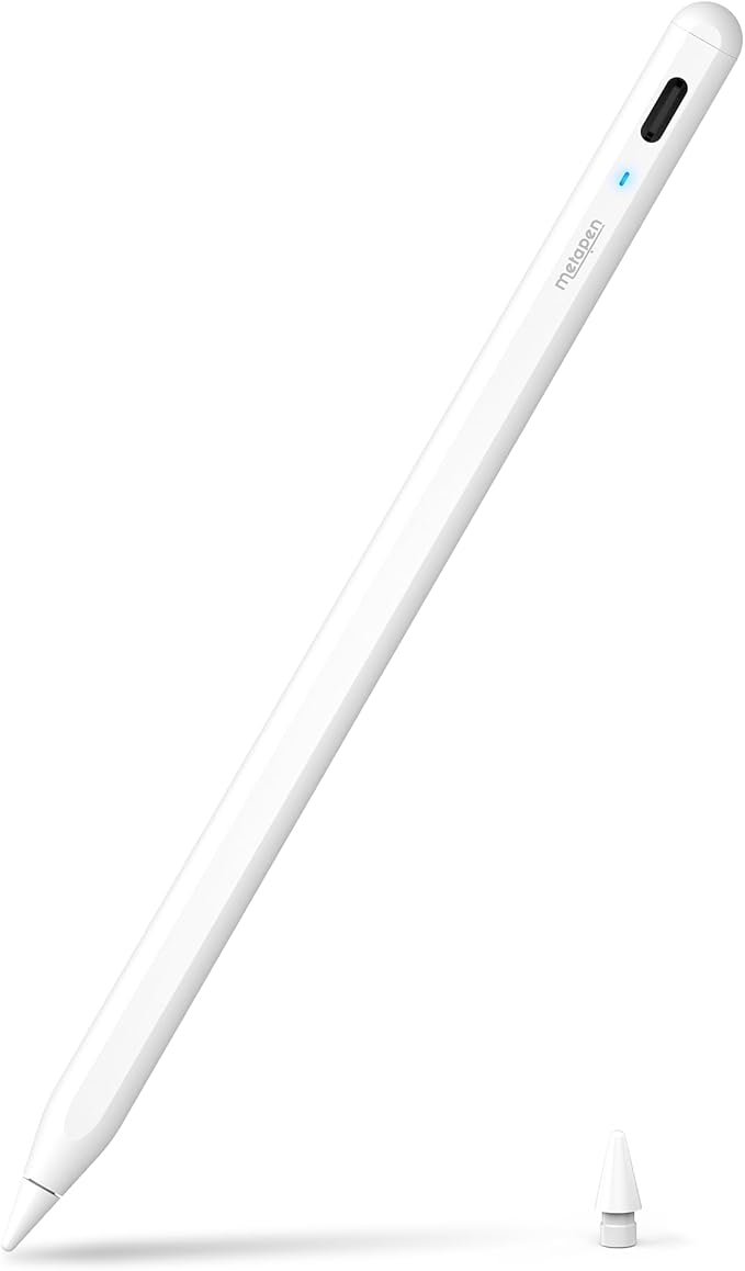 Metapen A8 iPad Pencil for Apple iPad 2018-2026, 4Min Fast Charge, Palm Rejection Stylus Pen for iPad 11/10/9/8/7/6th Gen, iPad Accessories for Pro 12.9/11/13-inch M4, Air 3/4/5/M2/M3, Mini 5/6th