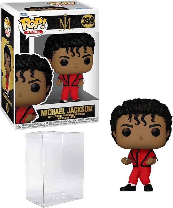 Michael Jackson #359 Thriller Funko POP! Rocks Figurine Bundle with HOFSM Protector Case