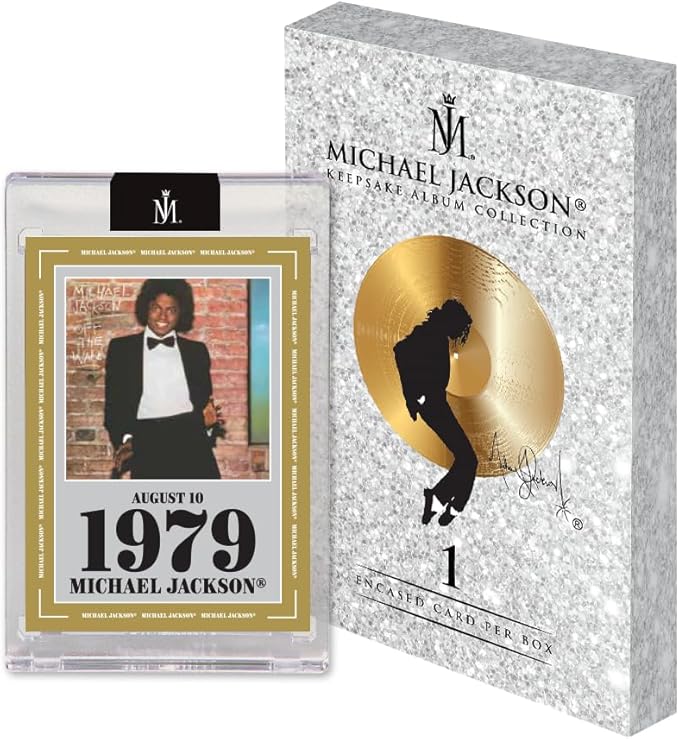 Michael Jackson Album Collection Exclusive Keepsake Trading Card Box, One Encased Serial Numbered Card Per Box, Featuring 7 Iconic Albums, Chase Gold and Black 1-of-1 Parallels