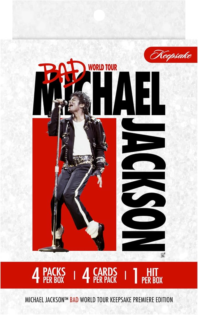 Michael Jackson Bad World Tour Keepsake Premiere Mini Box: 4 Packs, Authentic Tour-Worn Glove Relics, 300-Plus Card Set, Chase Rare 1/1 Cut Signature and Numbered Parallels