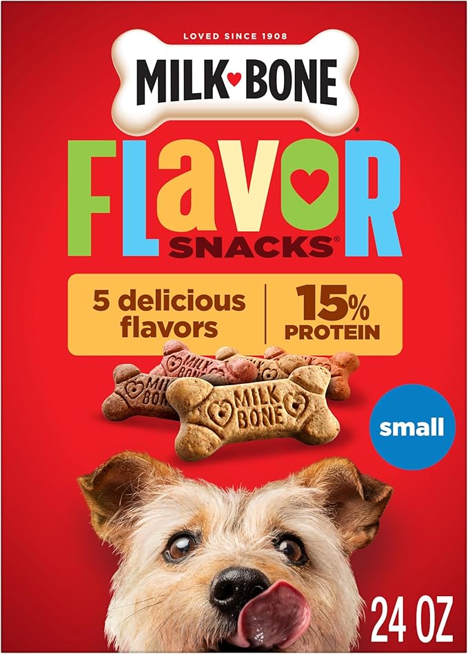 Milk-Bone Flavor Snacks Small Dog Biscuits, Flavored Crunchy Dog Treats, 24 Oz. Box