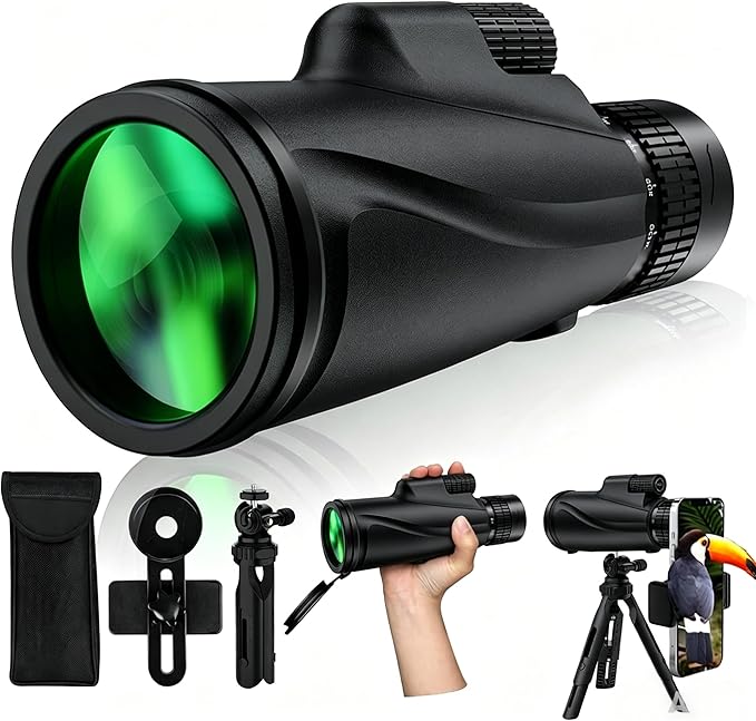Monocular-Telescope 80x100 High Powered Monoculars High Definition for Adults High Powered with Smartphone Adapter Telescope Bird Watching Travel Camping Hiking