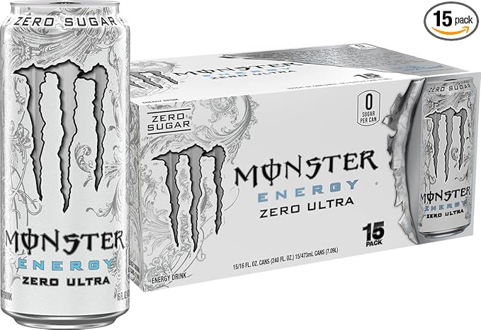 Monster Energy Zero Ultra, Sugar Free Energy Drink, 16 Ounce | Pack of 15