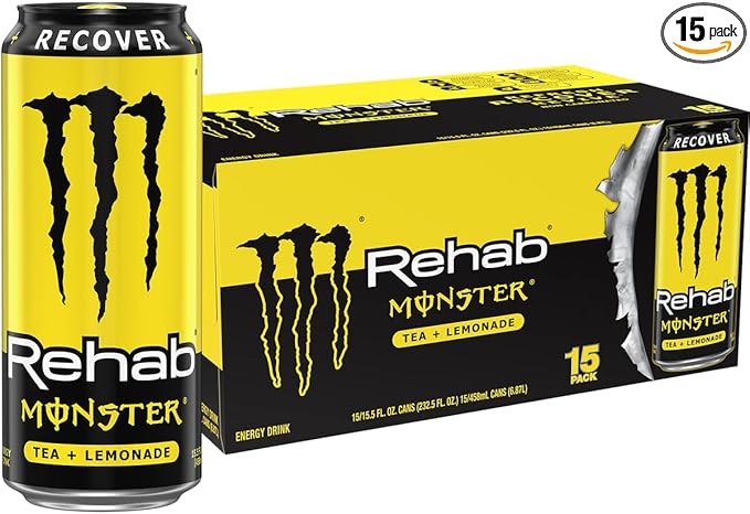 Monster Rehab Tea + Lemonade + Energy, Energy Drink 15.5 Ounce | Energy Iced Tea, Pack of 15