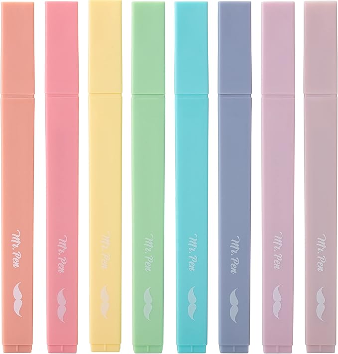 Mr. Pen- Aesthetic Highlighters No Bleed, 8 Pack, Candy Colors | Chisel Tip, Cute Highlighters Assorted Colors for Journaling, Highlighting, Underlining, Fast Dry, Back to School Supplies
