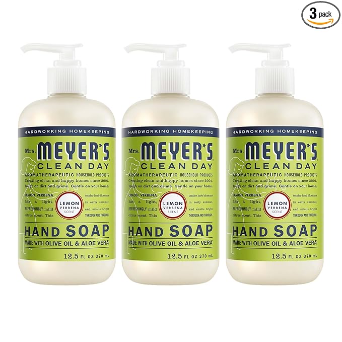 MRS. MEYER'S CLEAN DAY Hand Soap, Lemon Verbena Scent, 12.5 Fl Oz Bottle - 3 Pack