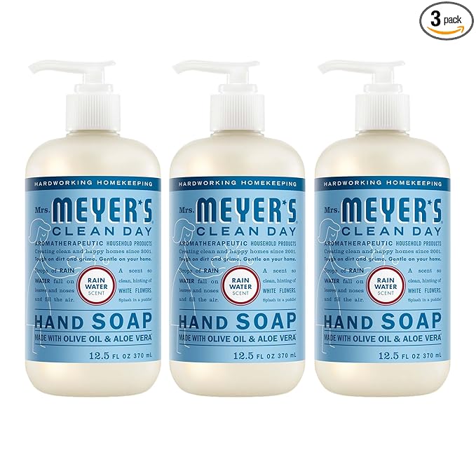 MRS. MEYER'S CLEAN DAY Hand Soap, Rain Water Scent, 12.5 Fl Oz Bottle - 3 Pack
