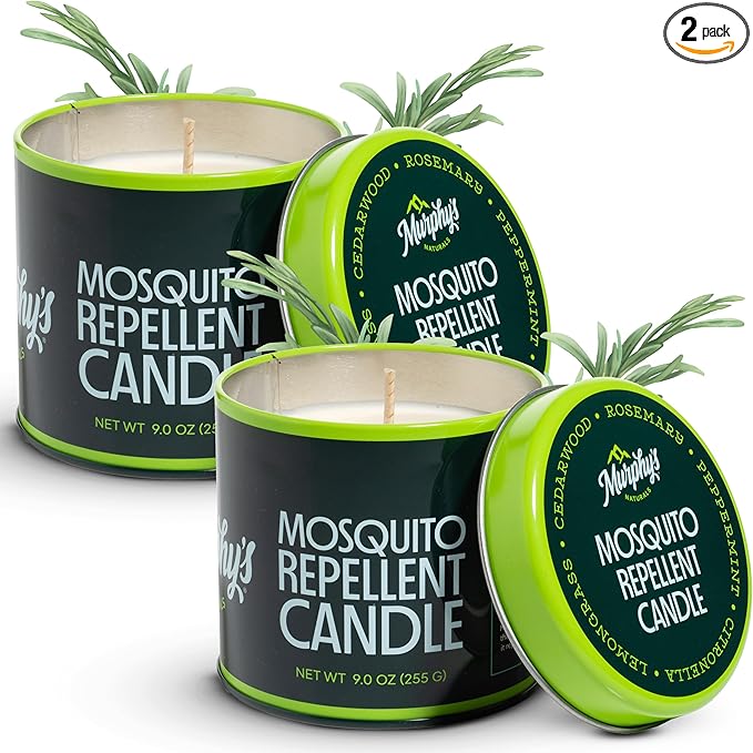 Murphy's Naturals Mosquito Bug Repellent Candles for Outdoor Patio, Citronella & Essential Oils, Soy/Beeswax Blend, 30-Hour Burn Time, 9 Ounce, 2-Pack