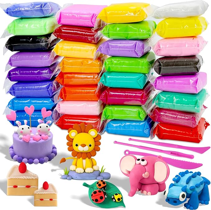 MuseLuxe Air Dry Clay - 32 Colors Modeling Clay Kit with 3 Sculpting Tools,Safe & Non-Toxic,DIY Magic Gifts Toys for Boys,Girls,Kids