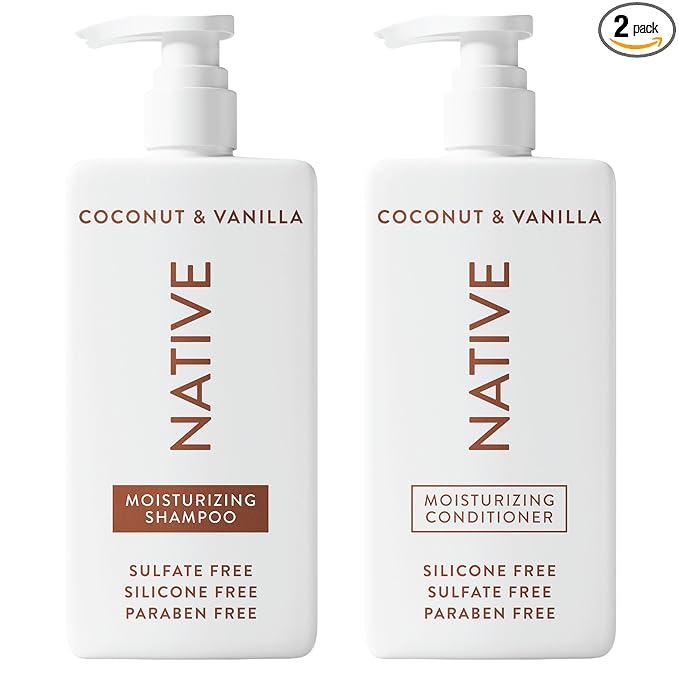 Native Coconut & Vanilla Shampoo and Conditioner Contain Naturally Derived Ingredients | All Hair Types, Color & Treated, Fine to Dry Damaged, Sulfate & Dye Free - 2-Pack