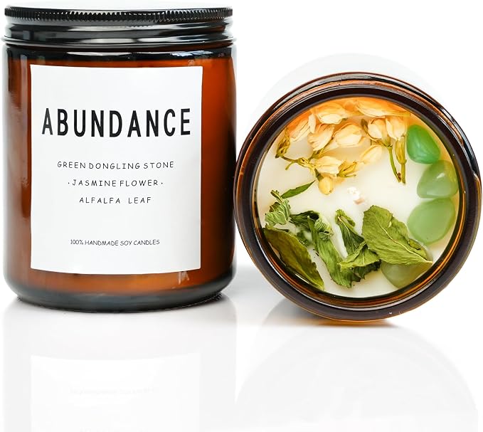 Natural Crystal Candle,Abundance, Crystal Ritual, Spiritual, Money Prosperity, Candle Spell.(Abundance)