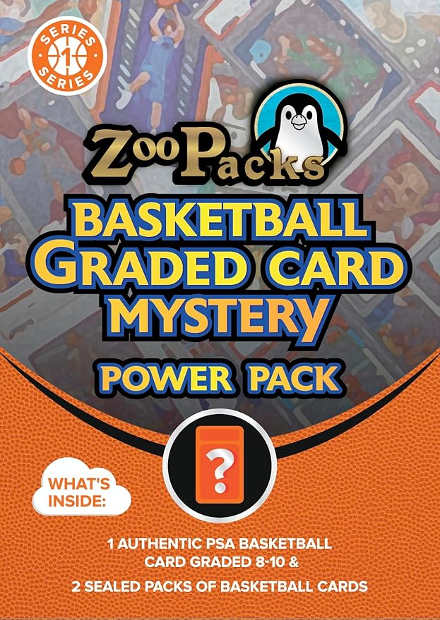 NBA Basketball PSA Graded Card Mystery Power Pack - 1 PSA Graded Card with A Grade of 8, 9 or 10 + 2 Packs of Basketball Cards