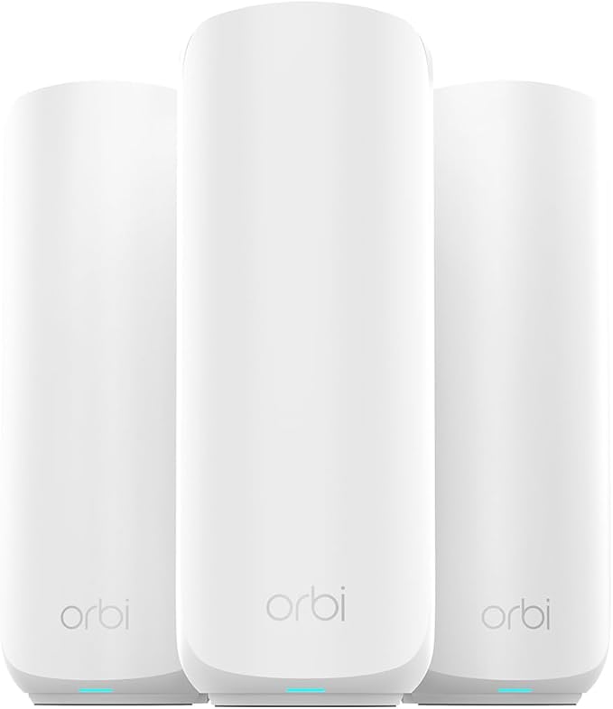 NETGEAR Orbi 370 Series WiFi 7 Mesh System for Home (RBE373) – Wireless Router + 2 Extenders, Security Features, 5 Gbps, Covers 6,000 sq.ft., 70 Devices, 2.5GB Port, BE5000