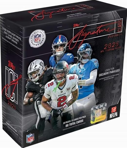 NEW 2025 SIGNATURE Class Football Card MEGA Box, 80 Cards