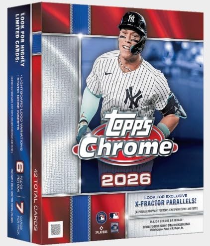 NEW 2026 ToppsCHROME Baseball Trading Card MEGA Box | Look for X-Fractor Parallels and Lightboard Logo Variation cards!