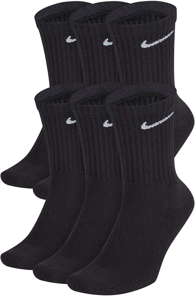 Nike Unisex Adult Everyday Cushioned Training Crew Socks (6-Pack) | Mens and Womens