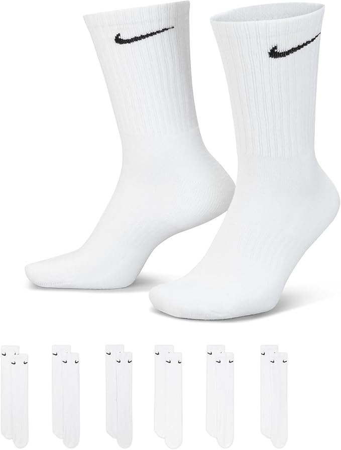 Nike Unisex Adult Everyday Cushioned Training Crew Socks (6-Pack) | Mens and Womens