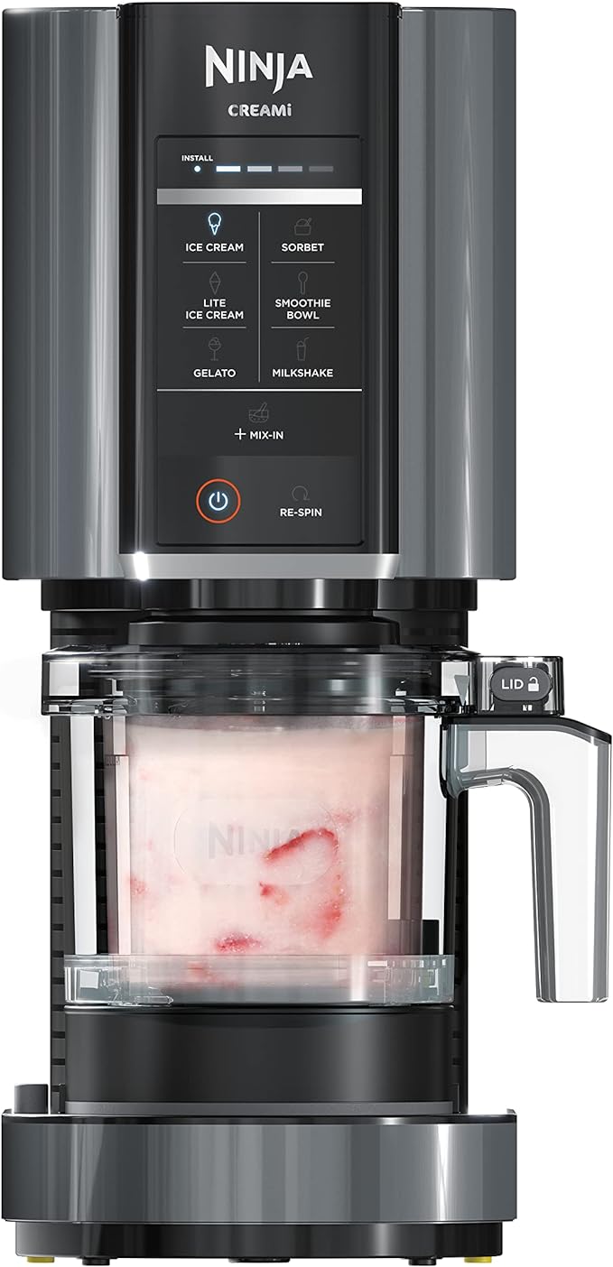 Ninja CREAMi Ice Cream Maker | 7-in-1 - IceCream, Gelato, Sorbet, Milkshakes, Mix-ins, Smoothie Bowls & More | Includes (1) Dishwasher Safe 16 oz. Pint with storage lid | Black | NC299AMZ