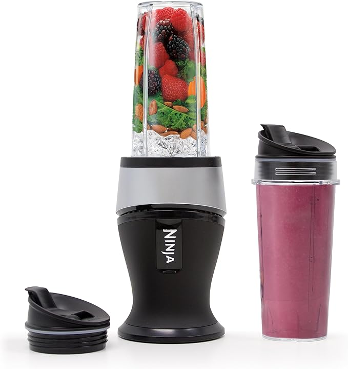 Ninja Fit Compact Personal Blender | For Smoothies, Shakes & Frozen Drinks | (2) 16-oz. To-Go Cups with Spout Lids | 700-Watt Countertop | Black | QB3001SS