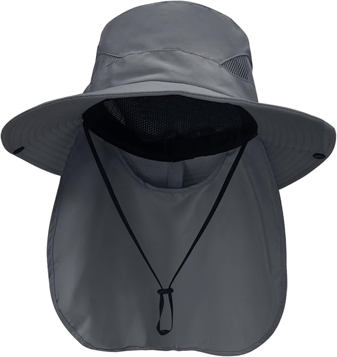 NPQQUAN Sun Hats for Men Women with Neck Flap UPF 50+ UV Protection Wide Brim Bucket Hat Safari Hiking Fishing Hats