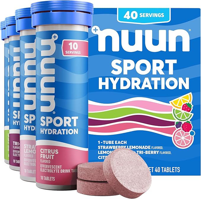Nuun Sport Electrolyte Tablets, Gluten Free & Vegan, Mixed Flavor, 4 Pack (40 Servings Total)