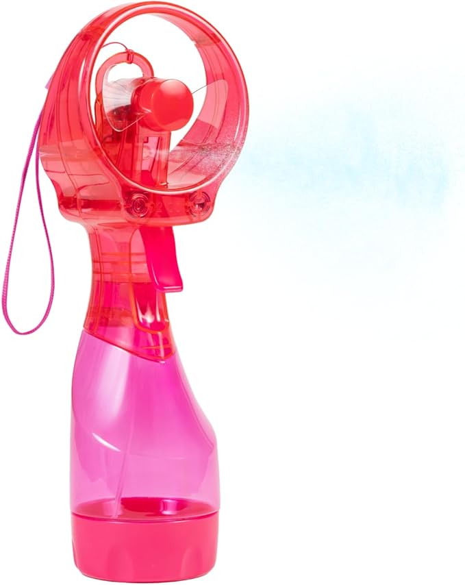 O2COOL Deluxe Handheld Battery Powered Water Misting Fan with Wrist Wrap (Strawberry Pink)