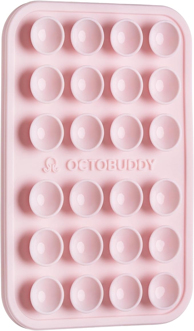 OCTOBUDDY Classic - Silicone Suction Phone Case Adhesive Mount - Hands-Free, Strong Grip Holder for Selfies and Videos - iPhone and Android Compatible - 2.25″ x 3.25″, Chalk Pink