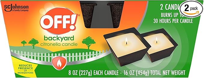 OFF! Backyard Citronella Scented Candle, Ambiance Enhancing Centerpiece, Burns for up to 25 Hours, 8 oz (Pack of 2)