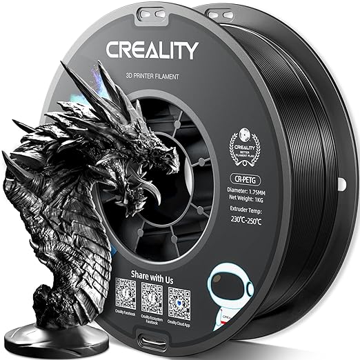 Official CREALITY PETG 3D Printer Filament 1.75mm 1KG (2.2lbs), High Precision Strong Toughness, Odorless Better Flow Moistureproof 3D Printing Ender Filament