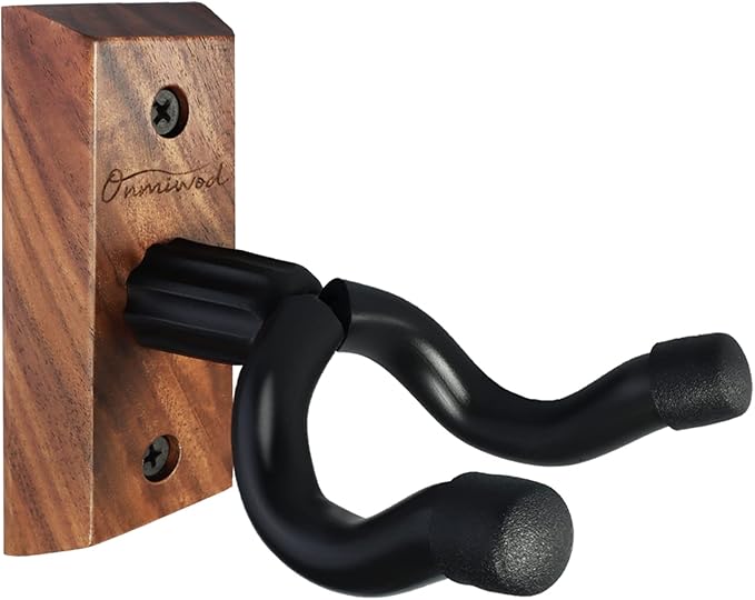 Onmiwod Guitar Wall Mount, Black Walnut Wood Guitar Hanger, U-Shaped Guitar Wall Hanger Mount, Guitar Holder Hook Stand Wall for Acoustic, Electric Guitar, Banjo, Bass, for Guitar Player Men Boy