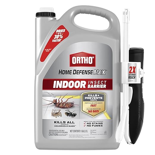 Ortho Home Defense Max Indoor Insect Barrier with Extended Reach Comfort Wand - Ready-To-Use Home Bug Spray, Kills Ants, Roaches, Spiders, Fleas and Ticks, 1 gal.