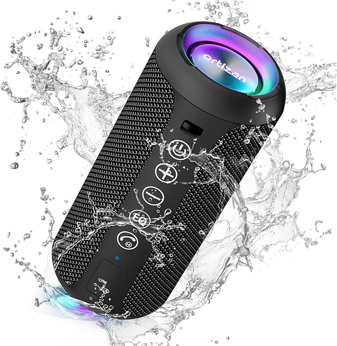 Ortizan Portable Bluetooth Speaker (1st Gen), IPX7 Waterproof, Wireless, Big Sound and Deep Bass, TWS Pairing, 30Hrs of Playtime, for Home/Party/Outdoor/Beach, Birthday Gifts for Men Women - Black