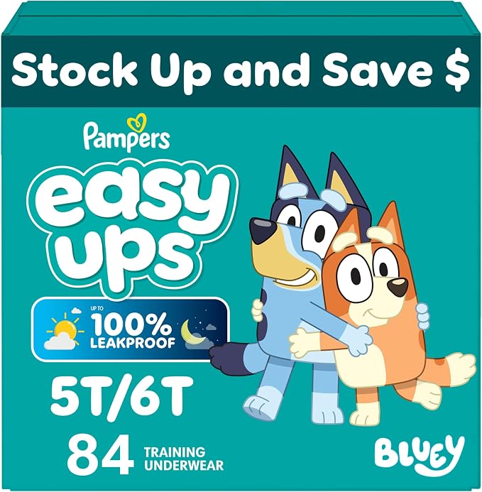Pampers Training Pants - Easy Ups Boys & Girls Bluey - Size 5T-6T, 84 Count, Children's Potty Underwear (Packaging May Vary)