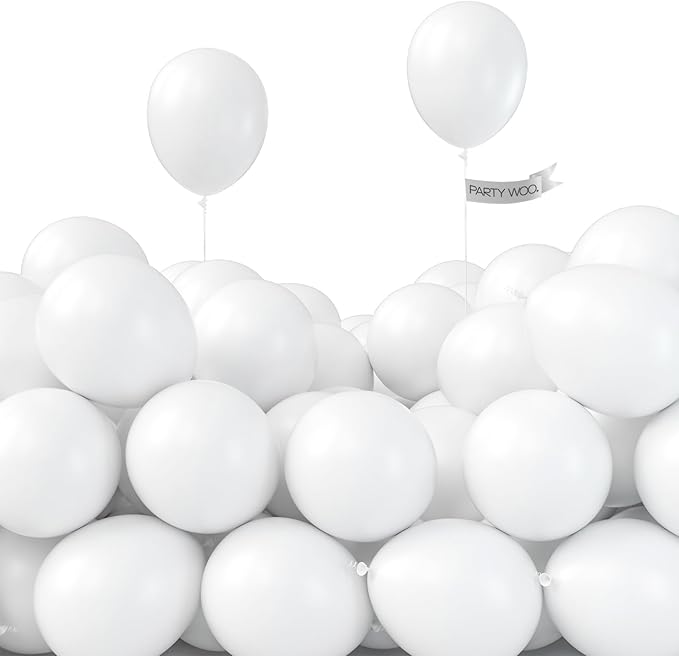 PartyWoo Balloons, 50 pcs 5 Inch Matte White Balloons, for Balloon Garland or Balloon Arch as Party Decorations, Wedding Decorations, Neutral Baby Shower Decorations, White-Y13