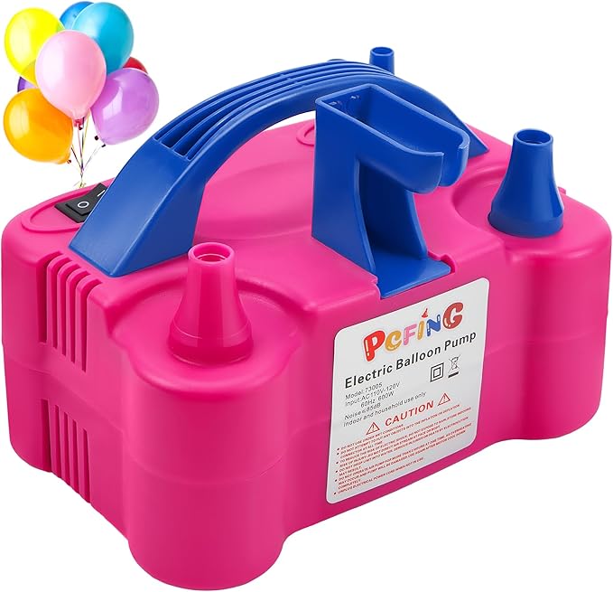 PCFING Balloon Pump Electric, Portable Balloons Inflator Blower Machine with Balloon Tie Tool & Dual Nozzle