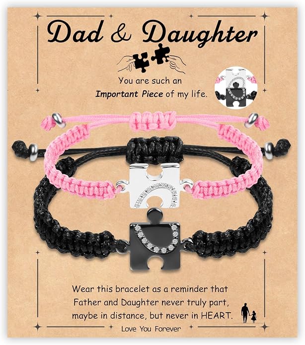 PEALICIOUS Father and Daughter Bracelets, 2PCS Fathers Day Gift from Daughter with Red String Bracelet, Back to School Pinky Promise Jewelry Matching Couple Best Friend for Her as Protection Jewelry