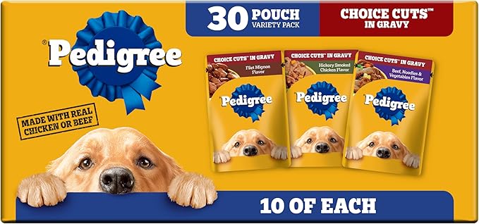 Pedigree Choice Cuts in Gravy Wet Dog Food, Adult Soft Wet Dog Food, Variety Pack, 3.5 oz. Pouches, 30 Count