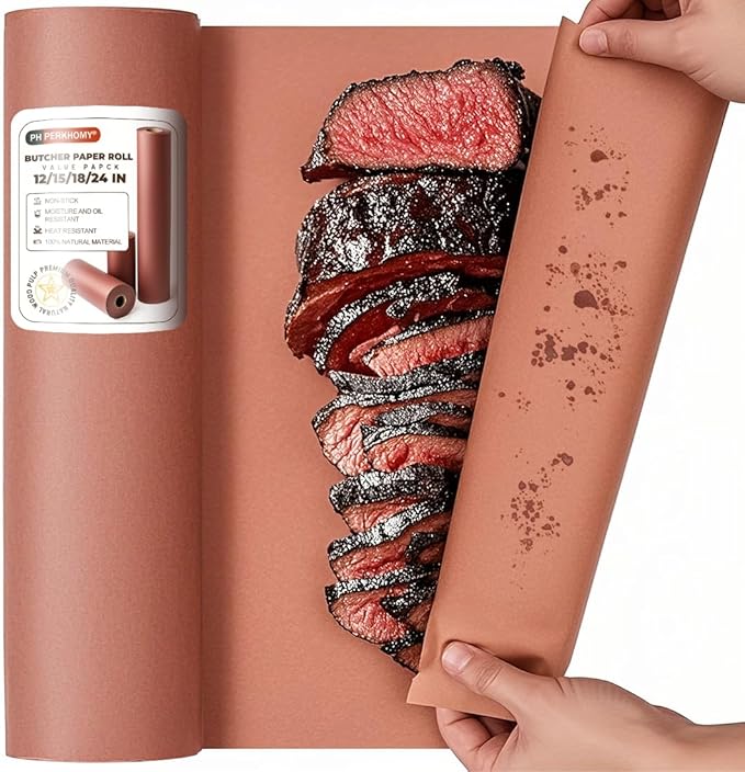 PerkHomy 18" x 200' (2400") Pink Butcher Paper Roll for Smoker BBQ Grilling Smoking Meat Unbleached Uncoated Unwaxed Peach (Pink, 18" x 200')