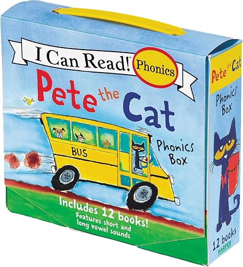 Pete the Cat 12-Book Phonics Fun!: A Box of 12 Mini-Books Featuring Short and Long Vowel Sounds – Expert-Reviewed Beginning Readers for Kids (Ages 3-6) (I Can Read Phonics Fun)