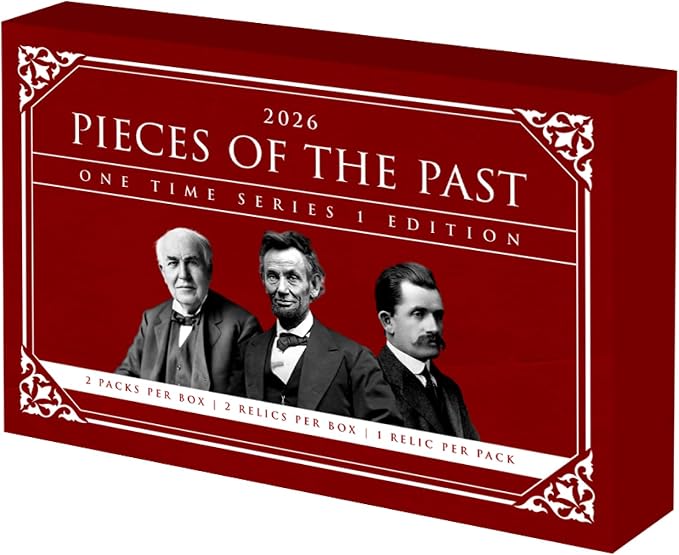 Pieces of the Past One Time Series 1 Edition Trading Card Box, 2 Packs Per Box, 2 Guaranteed Authentic Relic Cards, 10+ Relic Types Including Cut Autographs and Handwriting