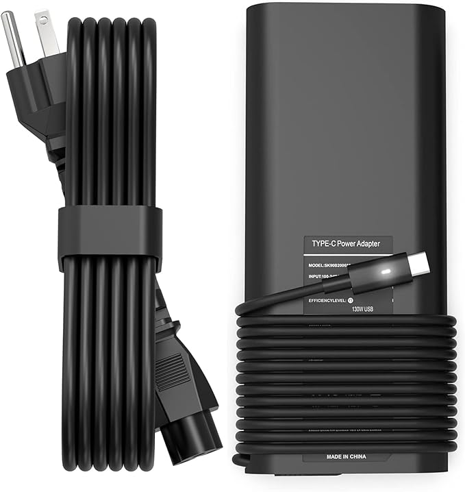 PIOEVTKA 130W USB C Type C Adapter Laptop Charger Compatible with Dell XPS 15 2in1 9575 Precision 5530 2in1 5550 5750 3560 3550 3551 Latitude 7410 7310 7210 9410 9510 9575 5420 5520 5510 Power Cord