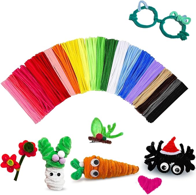 Pipe Cleaners Craft Bulk,Kids Toys & Games Gifts,200pcs Arts Crafts,Chenille Stems Art Supplies for Projects Creative DIY Room Decor,Christmas Decorations,Juegos para Niños Fidget Toys for Ages 5-7