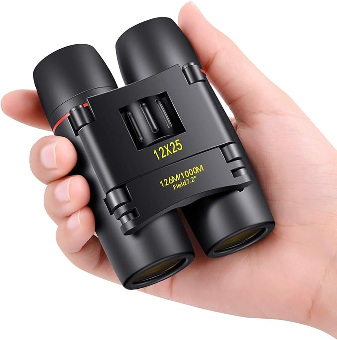 POLDR 12X25 Small Pocket Binoculars Compact Adults, Mini Kids Binoculars Boys for Bird Watching, Concert Theater Opera