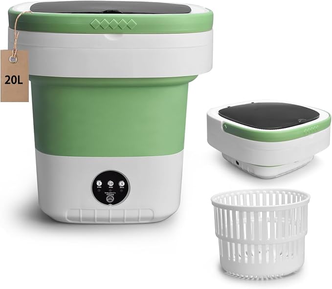 Portable Washing Machine, 20L Foldable Mini Washer and Dryer with 3 Modes Deep Cleaning, Upgraded Collapsible Laundry for Hotel, Apartment, Home and Travel
