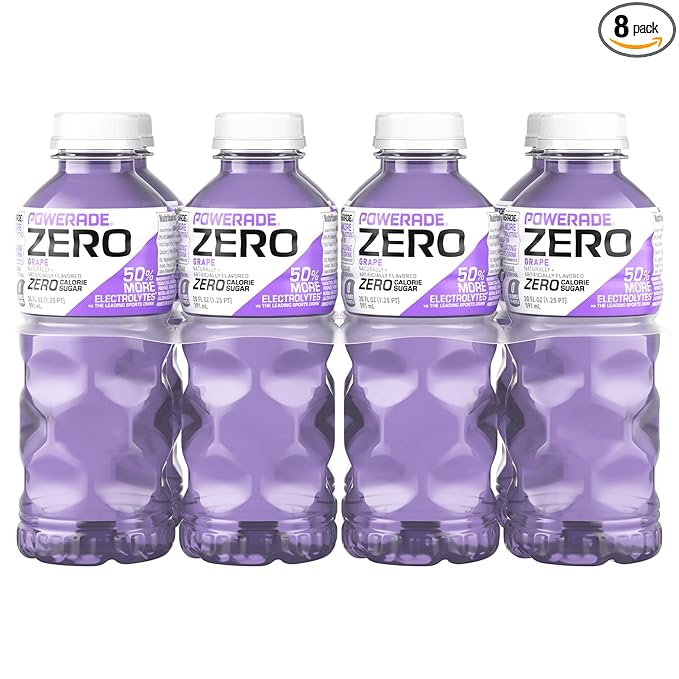 POWERADE Electrolyte Enhanced Zero Sugar Grape Sports Drink, 20 Ounce (Pack of 8)