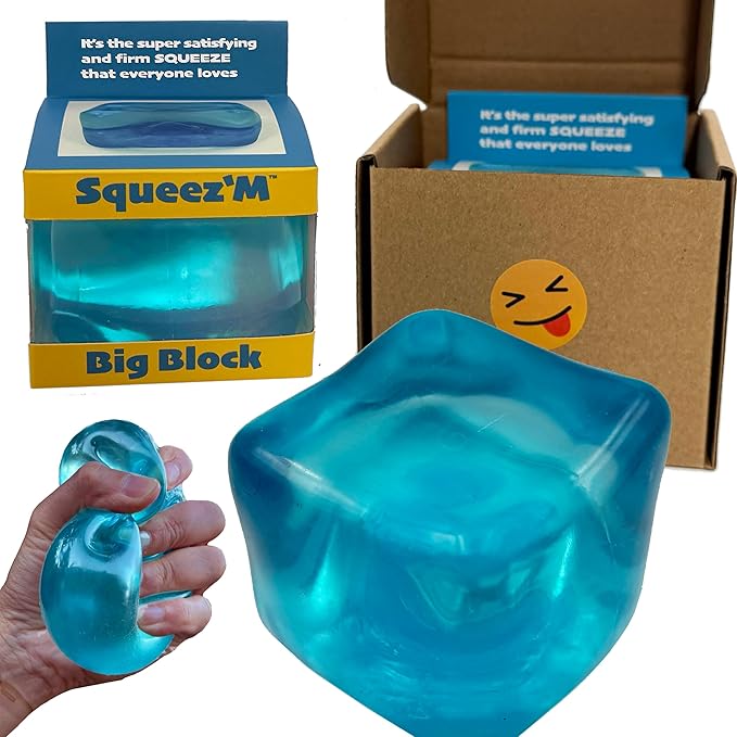 Premium Original Big Block Squeez'M Cube – 35% Larger Than The Standard Squishy Cube, Sensory Fidget Toy for Kids & Adults, Stress Relief, Focus & Play – Durable, Gift-Ready – ASTM Certified 3+