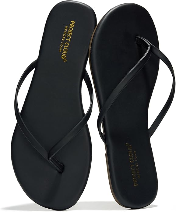 Project Cloud Flip Flops for Women Footwear- Lightweight and Memory Foam Insole Sandals for Women 2026 - Durable Non-Slip Beach Essentials Flats for Women Sandals (Foundations)