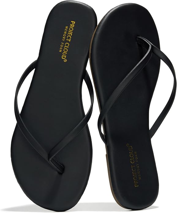 Project Cloud Flip Flops for Women Footwear- Lightweight and Memory Foam Insole Sandals for Women 2026 - Durable Non-Slip Beach Essentials Flats for Women Sandals (Foundations)