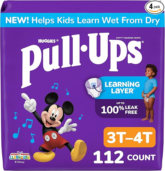Pull-Ups Boys' Potty Training Pants, Size 3T-4T Training Underwear (32-40 lbs), 112 Count
